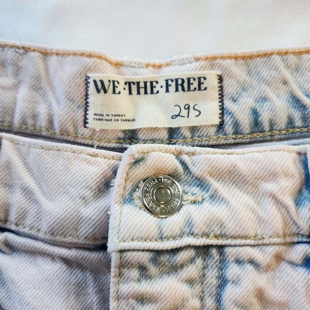 We The Free Lucky You Mid Rise Barrel Jeans Pink Blue Acid Wash Women's 29 Short - Picture 5 of 11